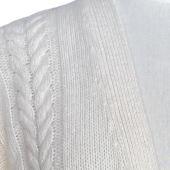 Vintage JH Collectibles Lambswool Angora Cable Knit Cardigan Sz M Ivory - Picture 3 of 9
